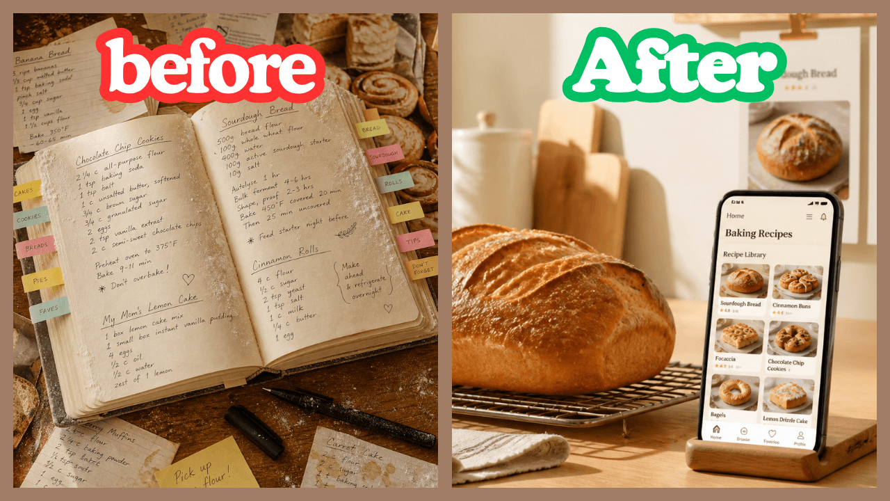 Recipe chaos compared with an organised digital library